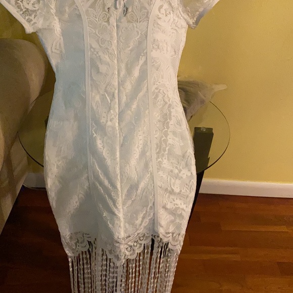 laced in fringe bandage mini dress. - Picture 3 of 4